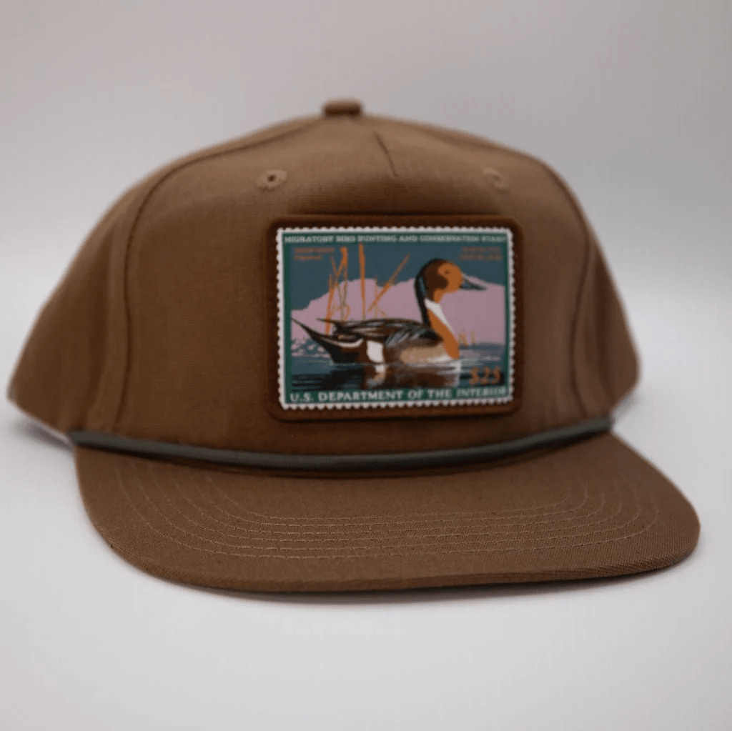 Woodley Co Duck Stamp Hat Northern Pintail 24’-25’ Woodley Co Tobacco Rope Headwear Rivers and Glen Trading Co