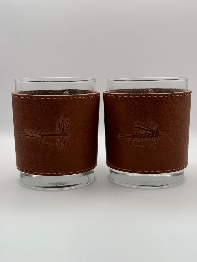 Woodley Co Rocks Glasses- Flies Woodley Co Set of 4 Flies Glassware Rivers and Glen Trading Co