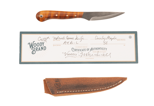 Woody Handmade Cutlery Upland Game Knife Woody Handmade Cutlery Curly Maple (5) Knives Rivers and Glen Trading Co