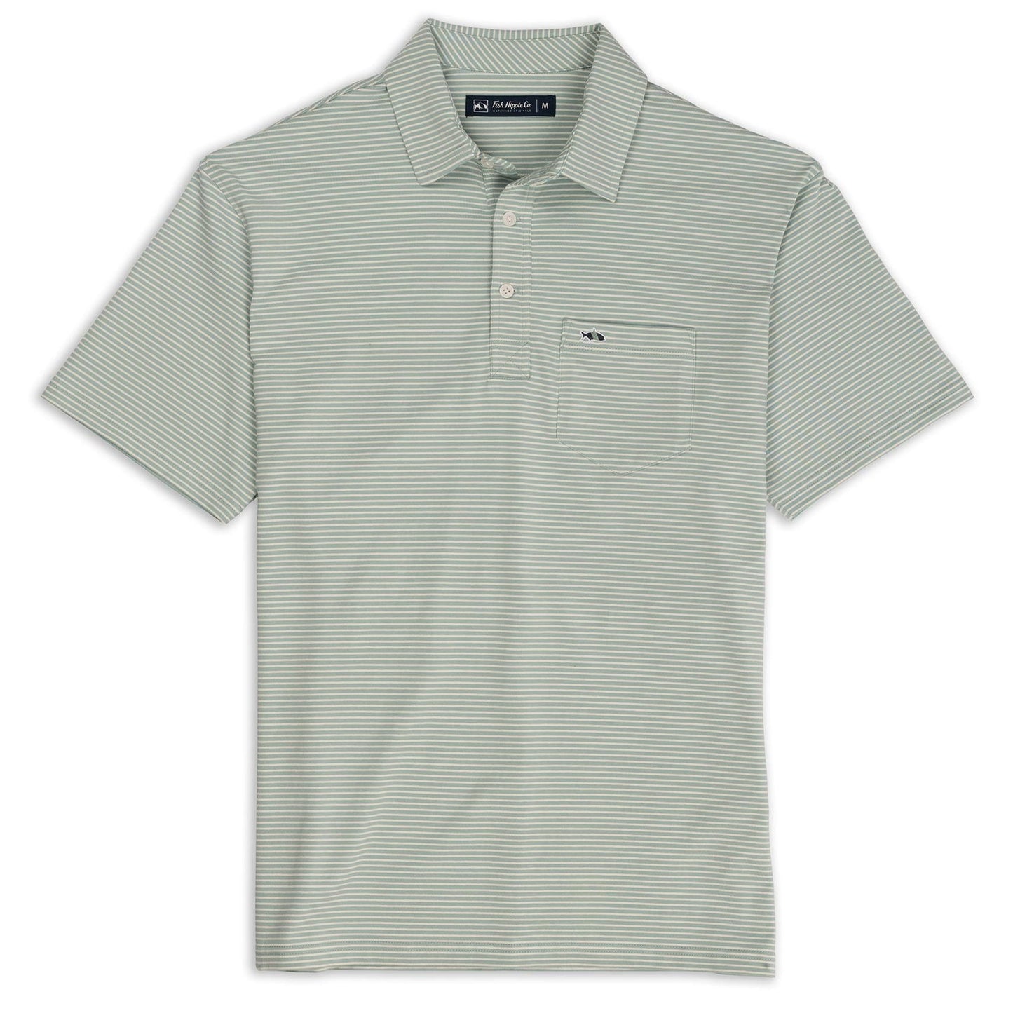 Fish Hippie Shellbine Stripe Polo Fish Hippie Aquifer / L Men's Polos Rivers and Glen Trading Co