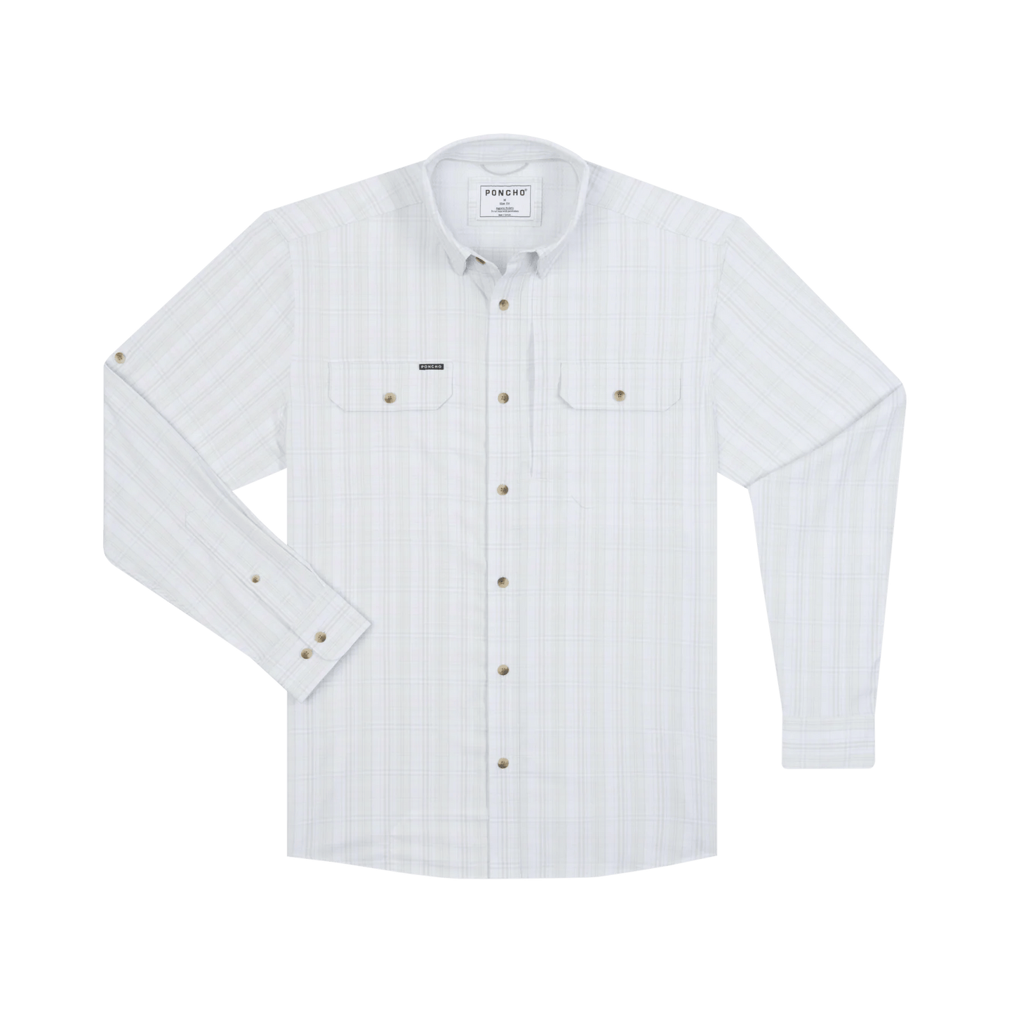 Poncho The Dunes Poncho Light Grey and Green Plaid / L Men's Long Sleeve Button Down Shirts Rivers and Glen Trading Co
