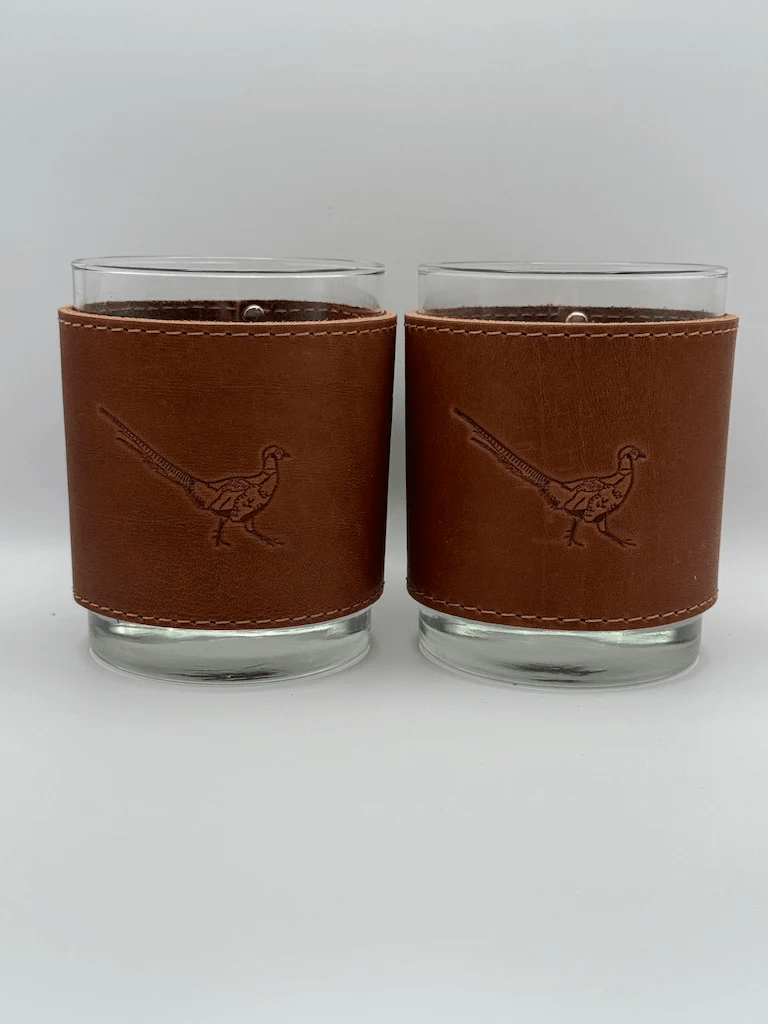 Woodley Co Rocks Glasses- Upland Woodley Co Set of 4 Pheasant Glassware Rivers and Glen Trading Co