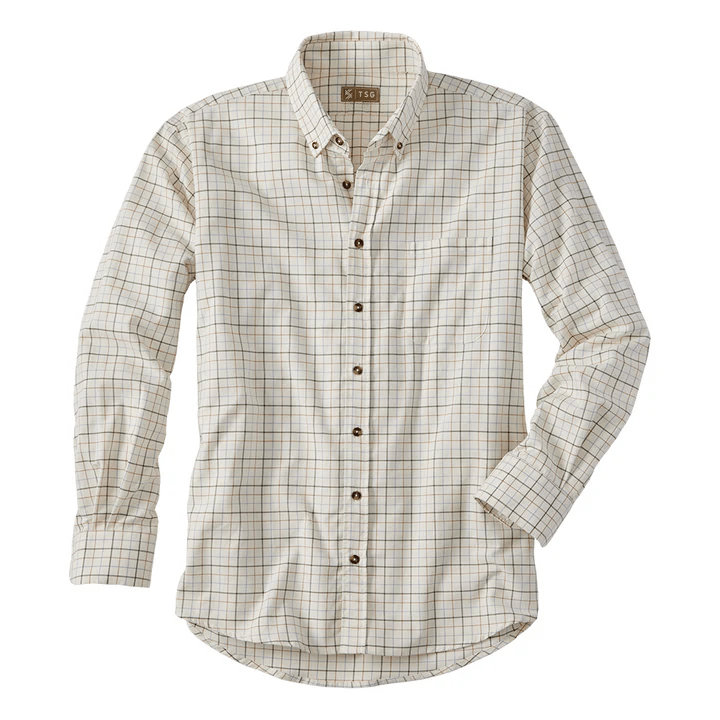 TSG Midweight Button Down TSG Ivory/Olive Tattersall / L Men's Long Sleeve Button Down Shirts Rivers and Glen Trading Co