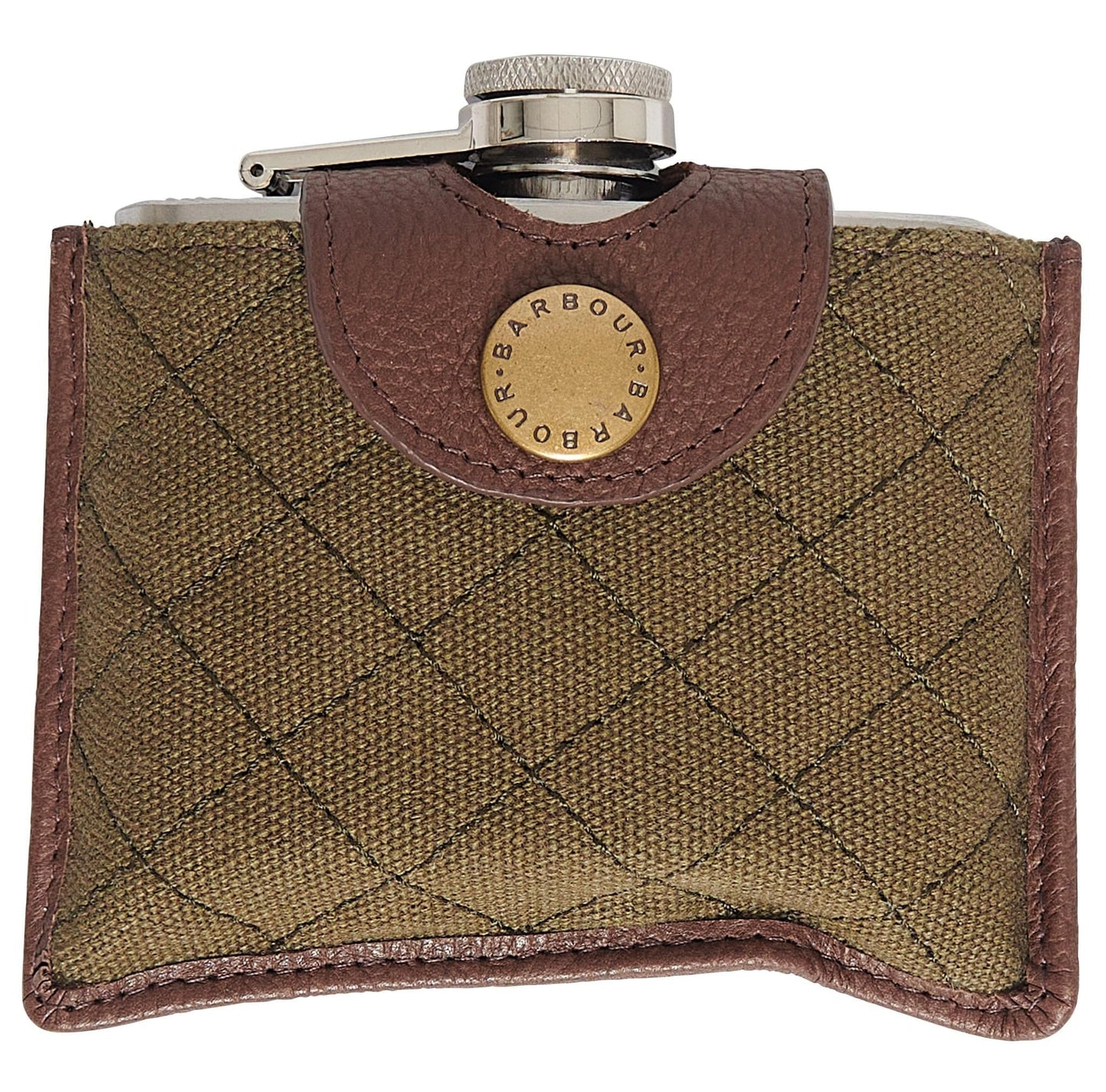 Barbour Quilted Padbury Hip Flask Barbour Dark Brown/Olive Flasks Rivers and Glen Trading Co