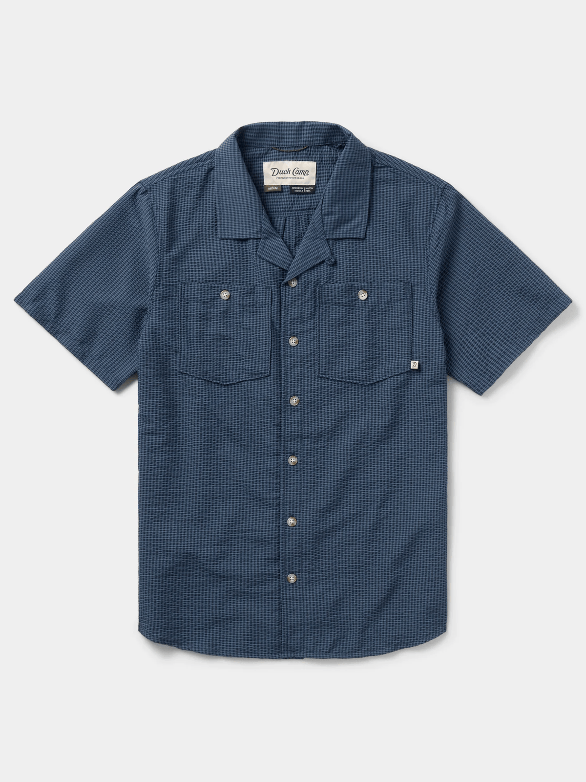 Duck Camp Men's Coastal Seersucker Shirt Short Sleeve Duck Camp Navy Blue / L Men's Short Sleeve Button Down Shirts Rivers and Glen Trading Co