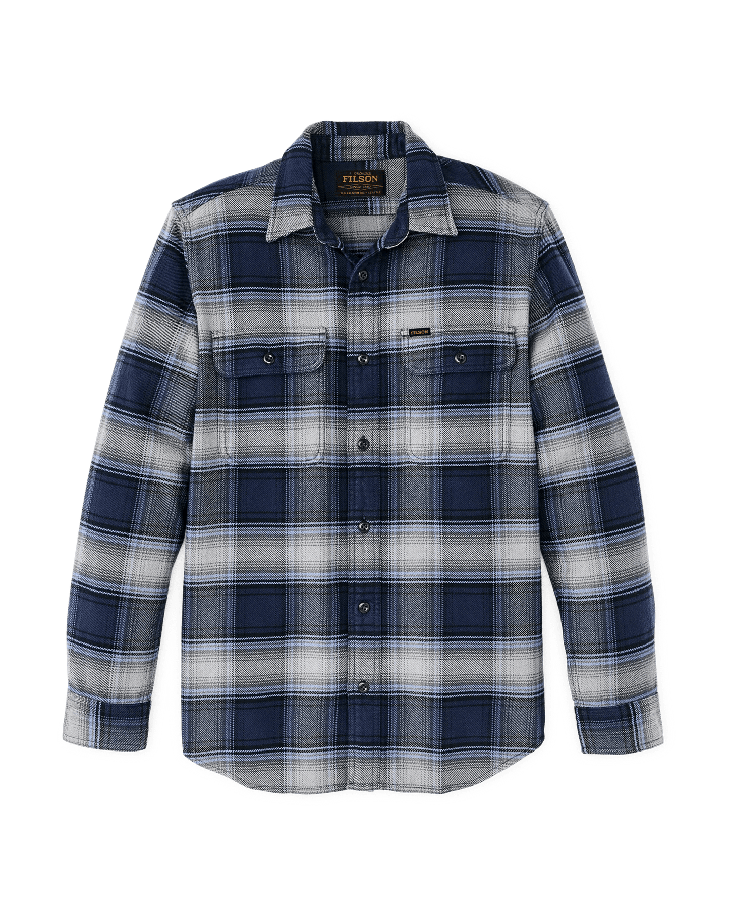 Filson Vintage Flannel Workshirt Filson Light Blue/Navy Plaid / M Men's Long Sleeve Button Down Shirts Rivers and Glen Trading Co