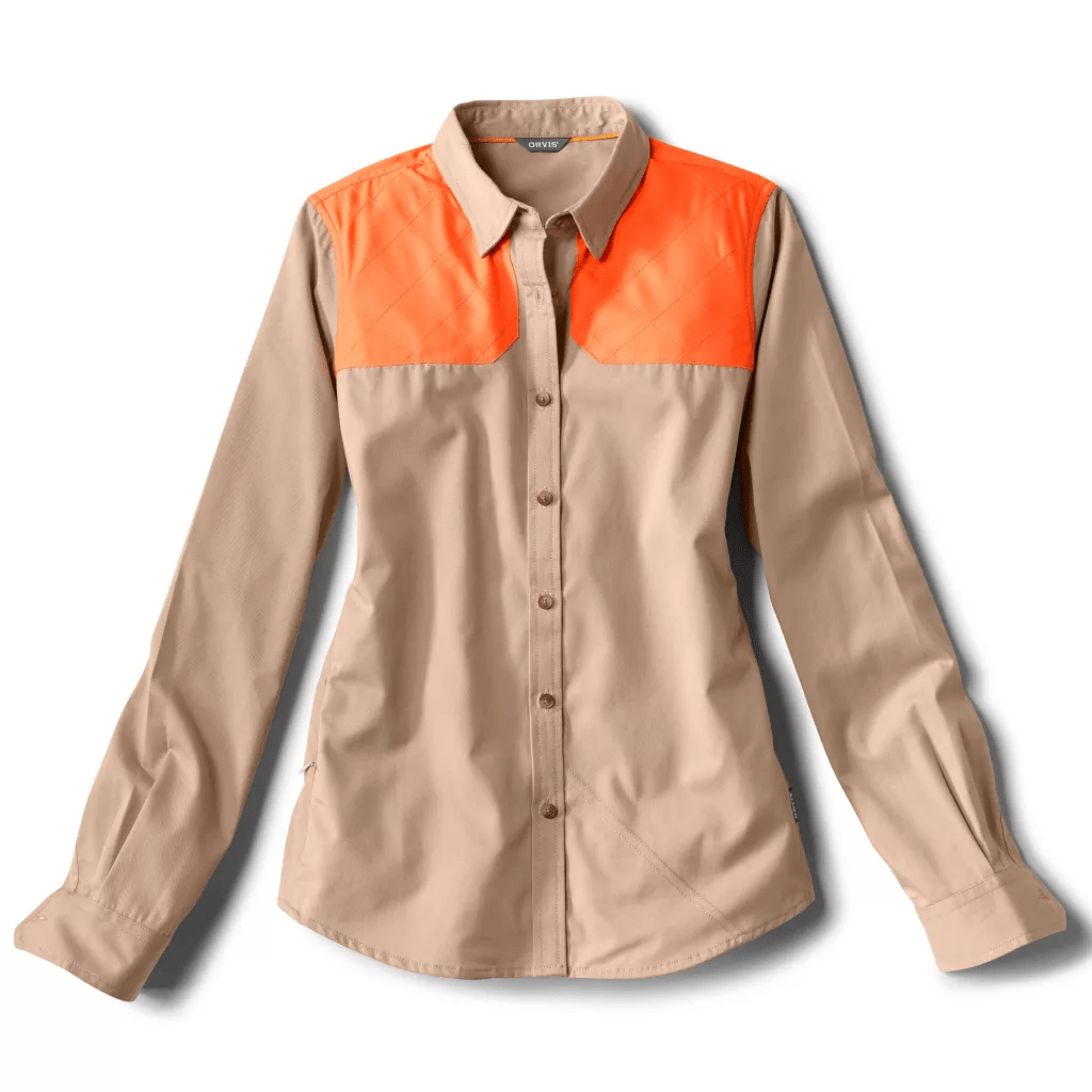 Orvis Women's Midweight Shooting Shirt Orvis Sand/Blaze / SM Women's Long Sleeve Shooting Shirts Rivers and Glen Trading Co