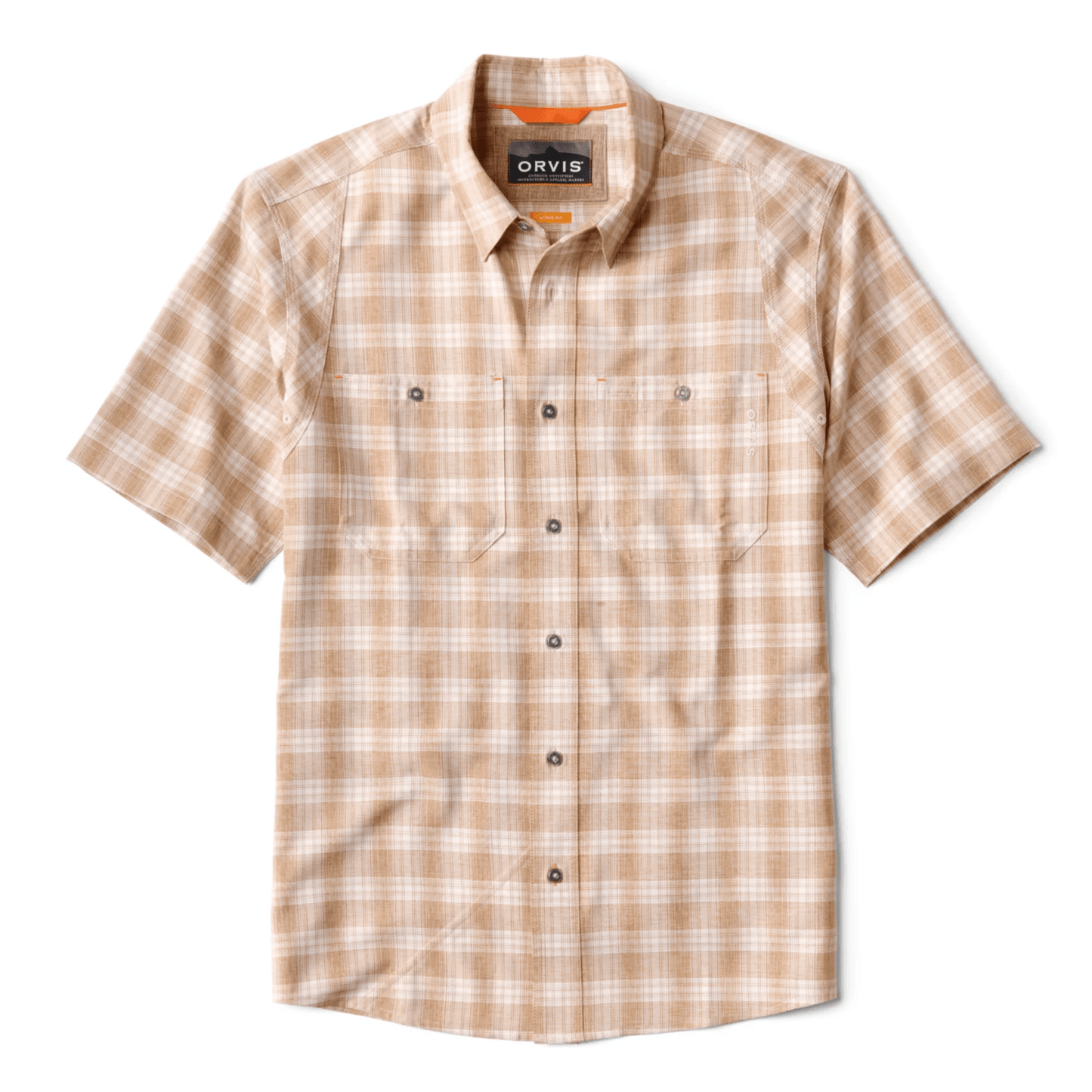 Orvis Tech Chambray Short-Sleeved Workshirt Orvis Snow/Shiitake Plaid / XL Men's Short Sleeve Button Down Shirts Rivers and Glen Trading Co