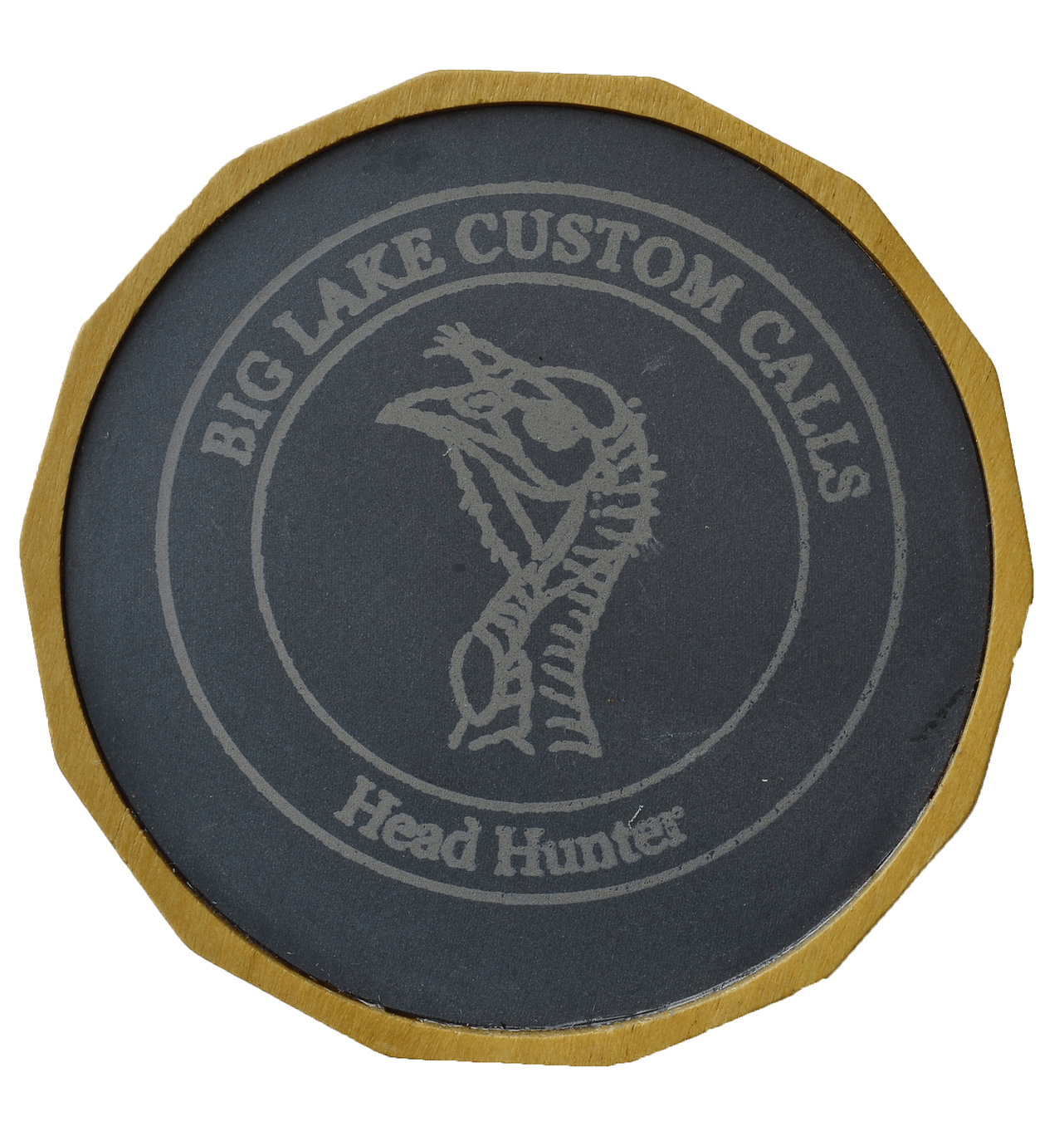 Big Lake Yellow Heart Slate "Head Hunter" Pot Call w/striker Big Lake Slate Turkey Calls Rivers and Glen Trading Co