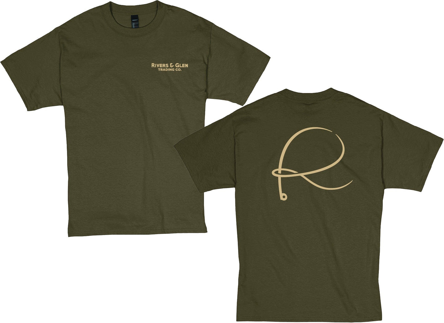 R Logo Tee Rivers and Glen Trading Co. Shirts Military Green Heather / S Apparel Rivers and Glen Trading Co