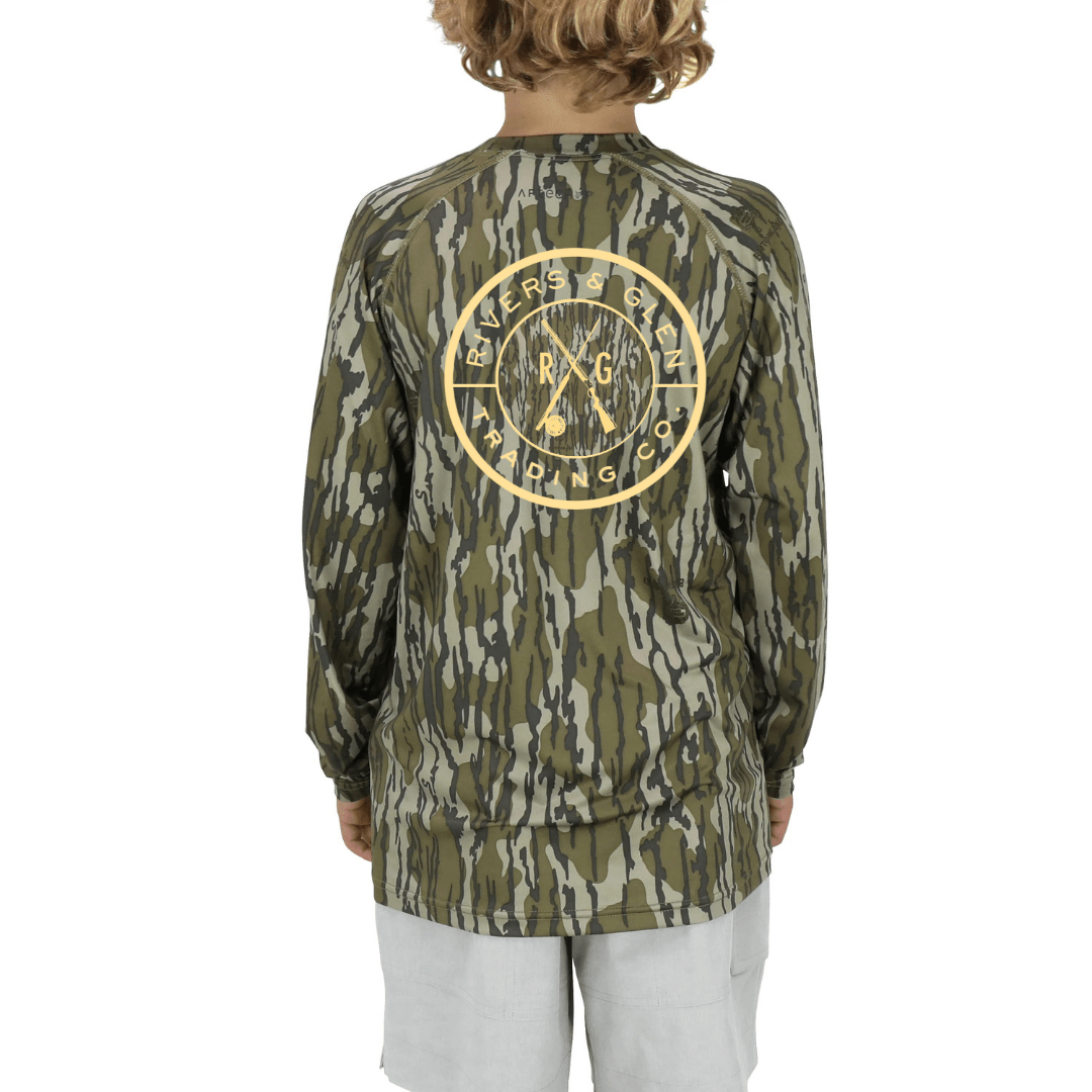 Aftco Youth Mossy Oak Long Sleeve Sun Shirt Aftco Youth Long Sleeve Tee Shirts Rivers and Glen Trading Co