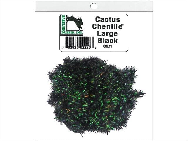 Hareline Cactus Chenille Large Hareline Dubbin Black Fly Tying Rivers and Glen Trading Co