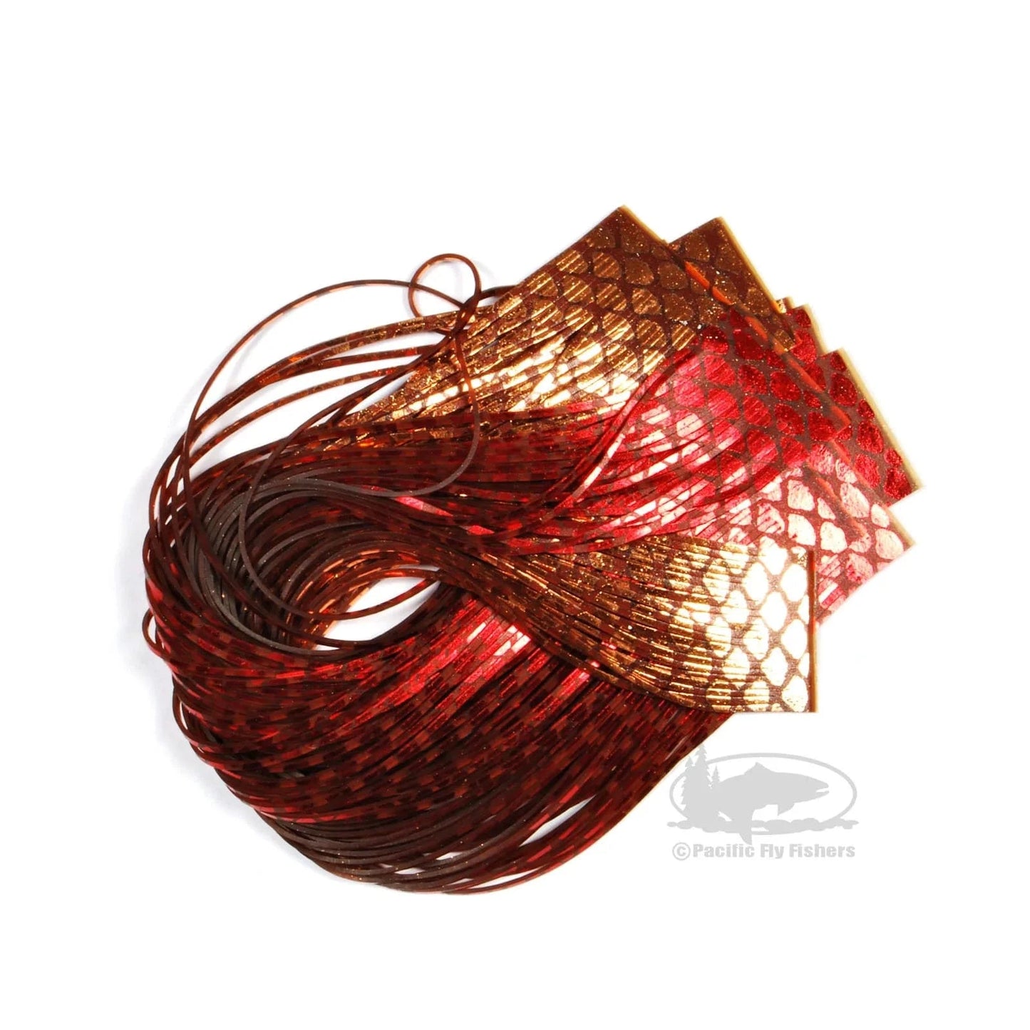Senyo Fusion Foil Legs Hareline Dubbin Barred Copper and Red Foil Fly Tying Rivers and Glen Trading Co