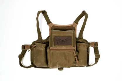 Armageddon Gear Big Game Chest Rig Bino Harness Armageddon Gear Tan Waxed Men's Hunting Vests Rivers and Glen Trading Co