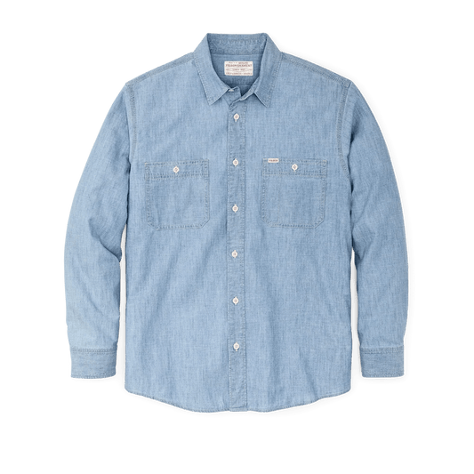 Filson Chambray CPO Shirt Filson Men's Long Sleeve Button Down Shirts Rivers and Glen Trading Co
