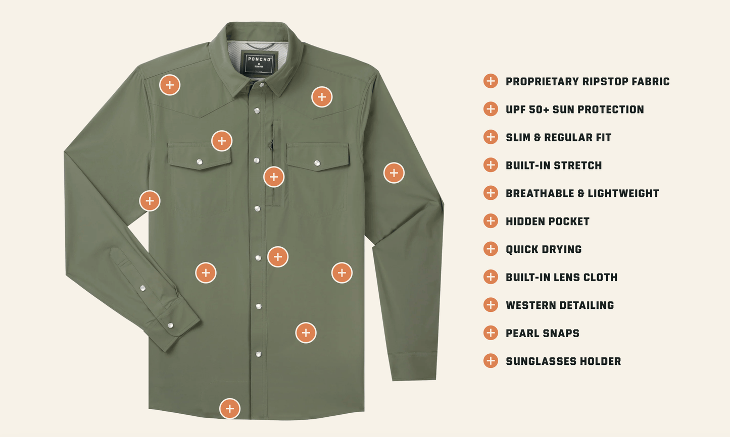 Poncho The Fence Stretcher Poncho Men's Long Sleeve Button Down Shirts Rivers and Glen Trading Co