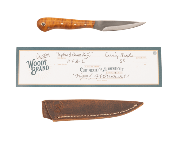 Woody Handmade Cutlery Upland Game Knife Woody Handmade Cutlery Curly Maple (6) Knives Rivers and Glen Trading Co