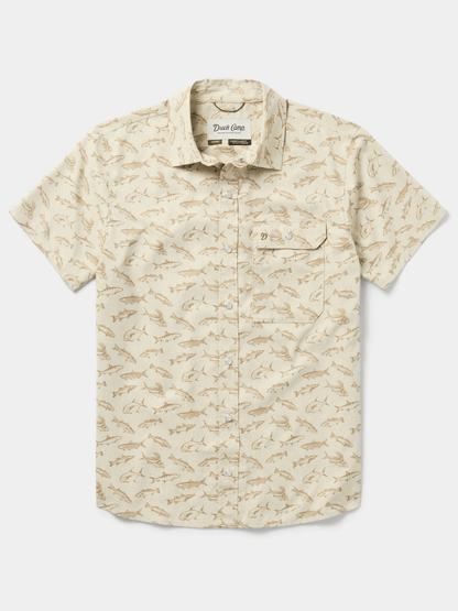 Duck Camp Men's Brrr Performance Shirt Short Sleeve Duck Camp Sand Dollar Coastal Frenzy / M Men's Short Sleeve Button Down Shirts Rivers and Glen Trading Co
