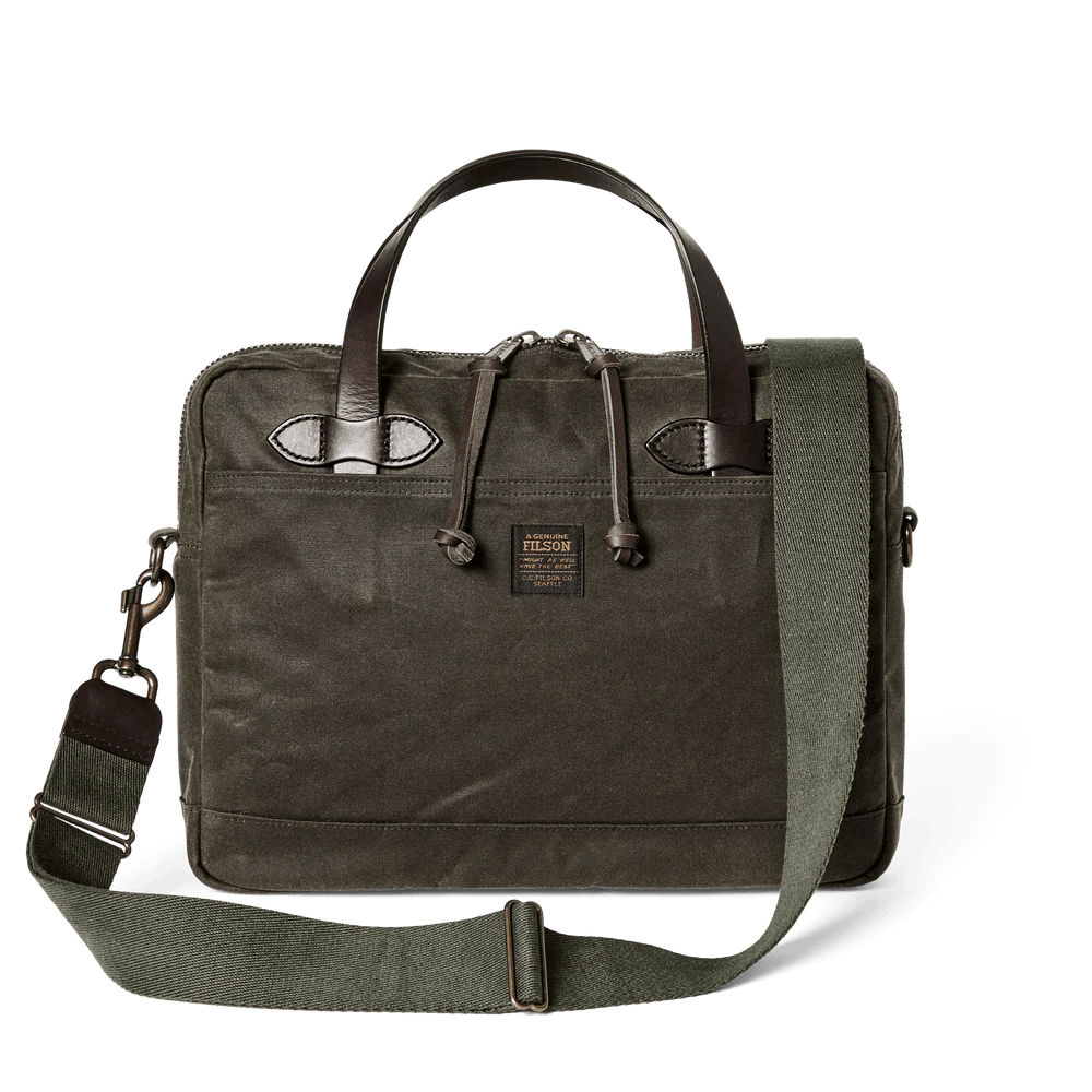 Filson Tin Cloth Compact Briefcase Filson Otter Green Luggage Rivers and Glen Trading Co