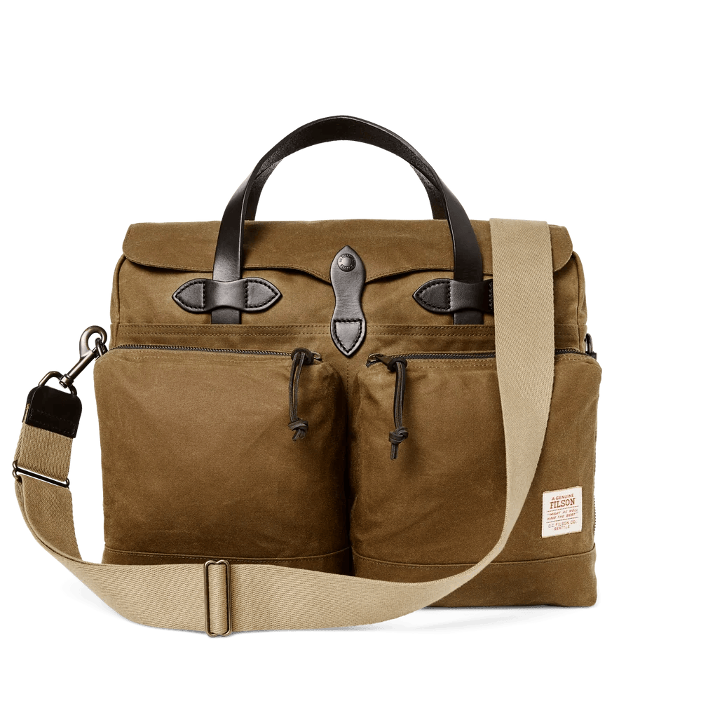 Filson 24 Hour Tin Cloth Briefcase Filson Dark Tan Luggage Rivers and Glen Trading Co