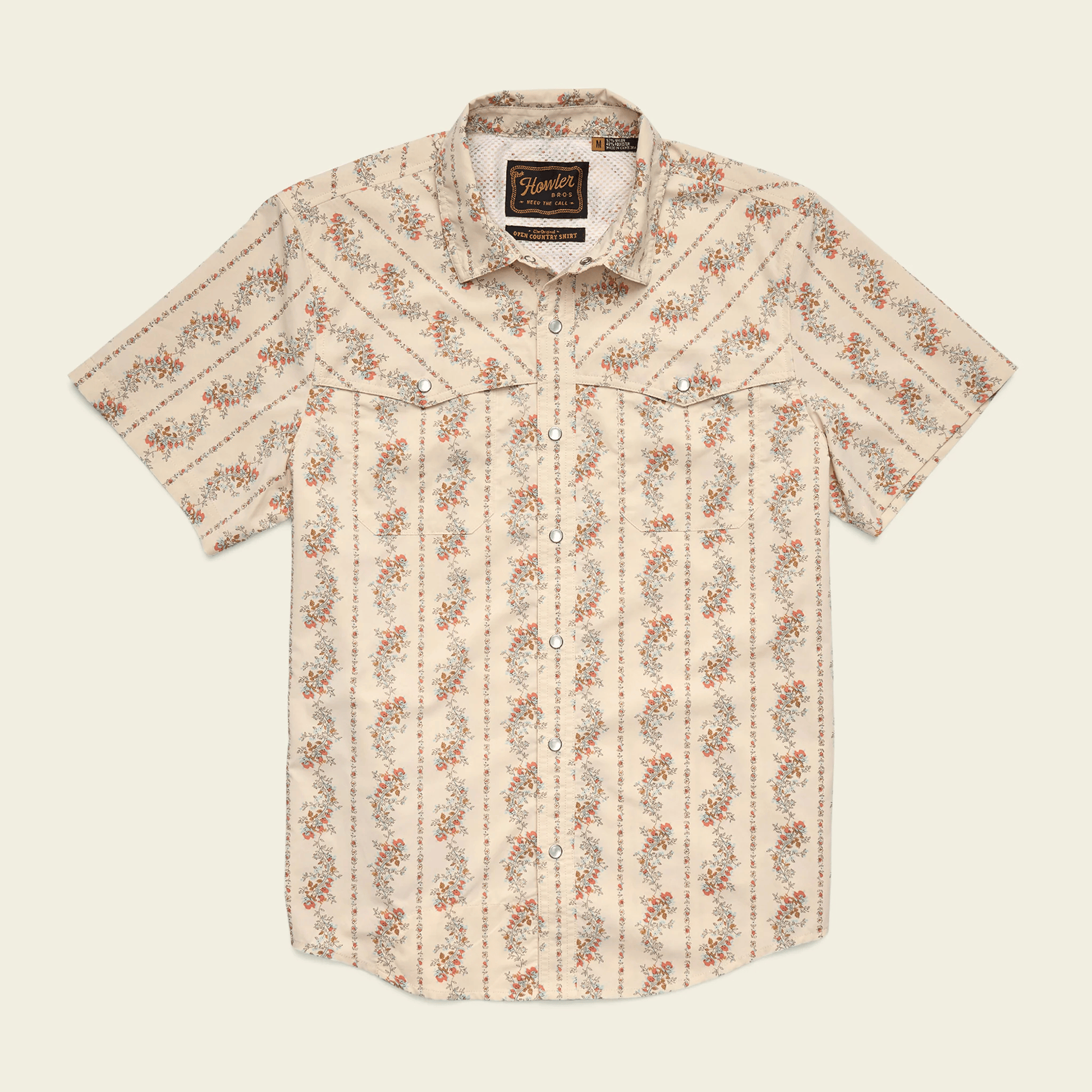 Howler Brothers Open Country Tech Shirt Howler Brothers Grampa's Curtains : Natural / L Men's Short Sleeve Button Down Shirts Rivers and Glen Trading Co