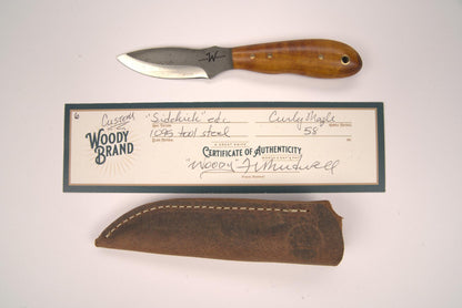 Woody Handmade Cutlery 7" Sidekick EDC Woody Handmade Cutlery Curly Maple (6) Knives Rivers and Glen Trading Co