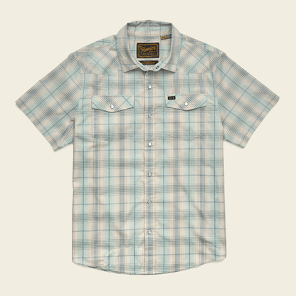 Howler Brothers H Bar B Snapshirt Howler Brothers Prairie Plaid : Seafoam / M Men's Short Sleeve Button Down Shirts Rivers and Glen Trading Co