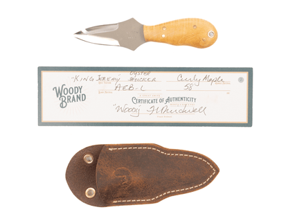 Woody Handmade Cutlery "King Jeremy" Oyster Shucker Woody Handmade Cutlery Curly Maple (7) Knives Rivers and Glen Trading Co