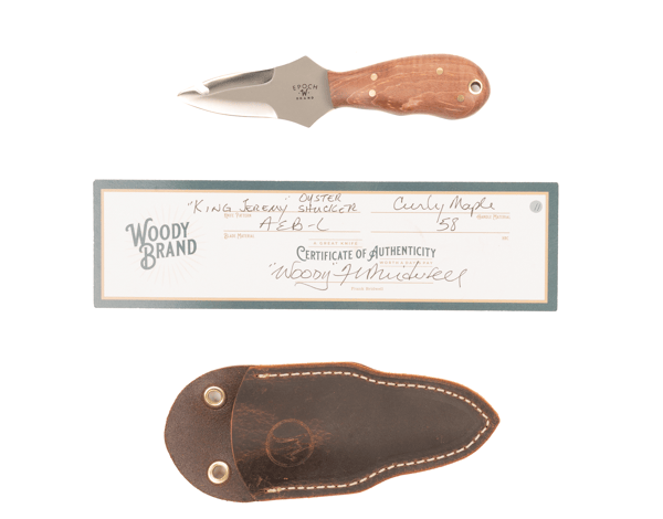 Woody Handmade Cutlery "King Jeremy" Oyster Shucker Woody Handmade Cutlery Curly Maple (11) Knives Rivers and Glen Trading Co