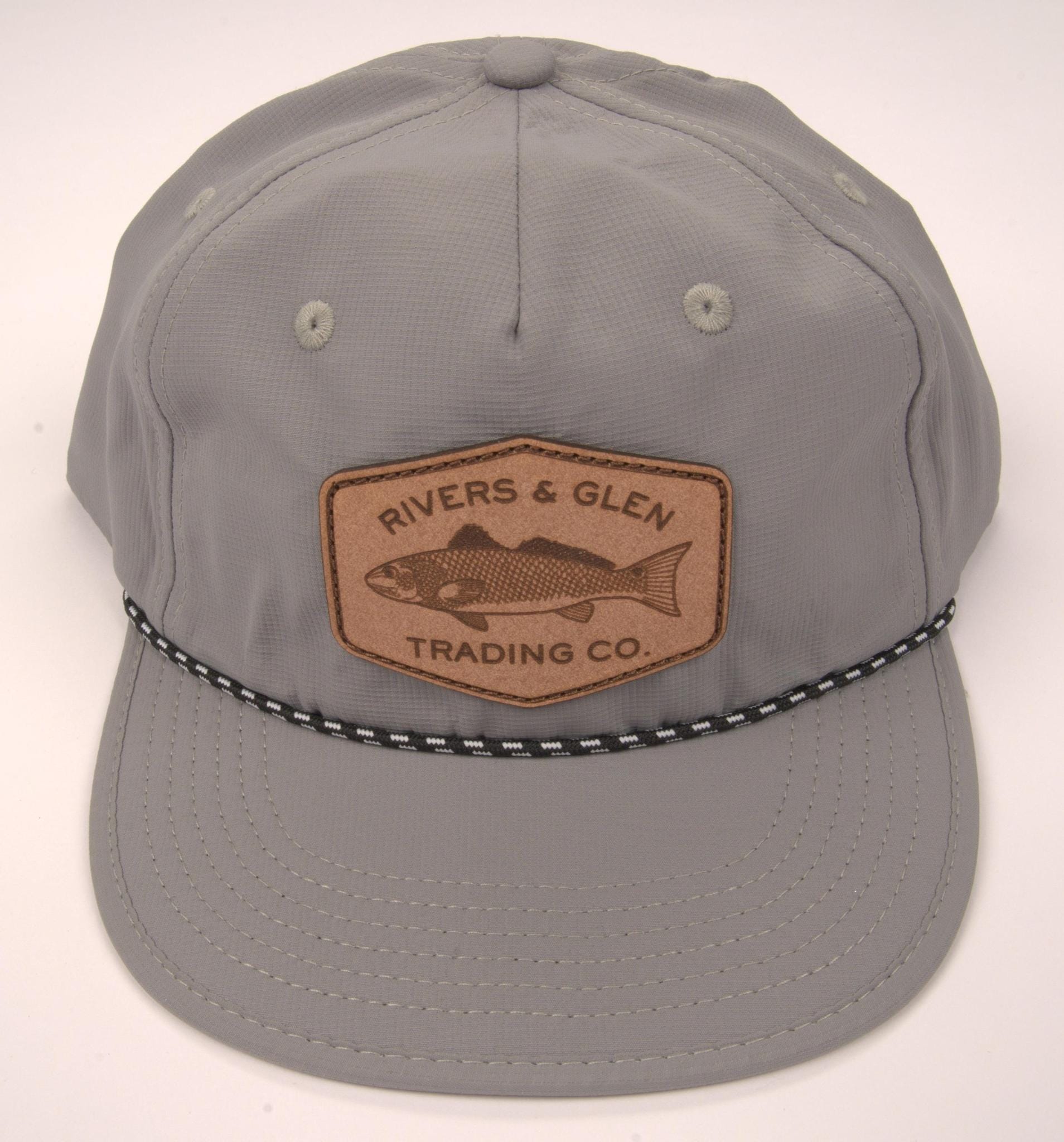R&G Redfish Rope Hat Grey/Leather Diamond Patch Rivers and Glen Trading Co. Hats LP Grey Headwear Rivers and Glen Trading Co