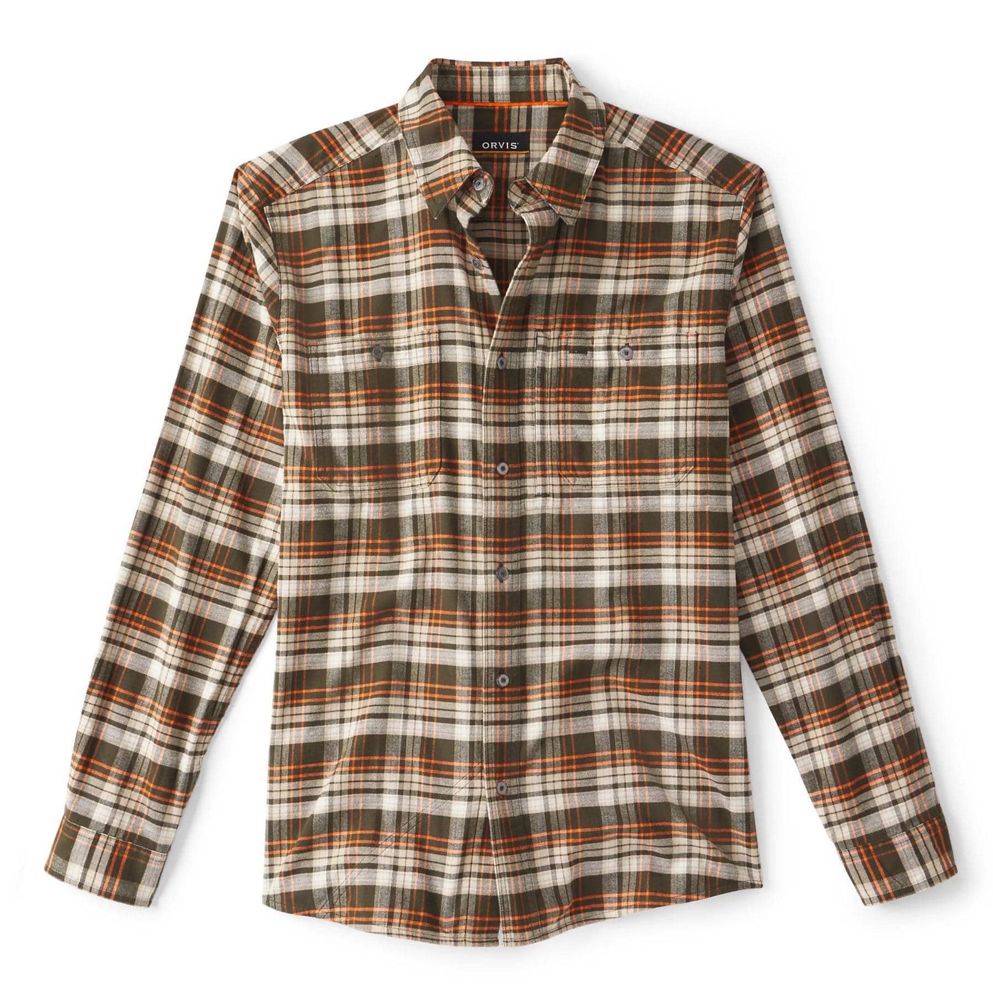 Orvis Flat Creek Tech Flannel Orvis Ivy/Shiitake / XL Men's Long Sleeve Button Down Shirts Rivers and Glen Trading Co