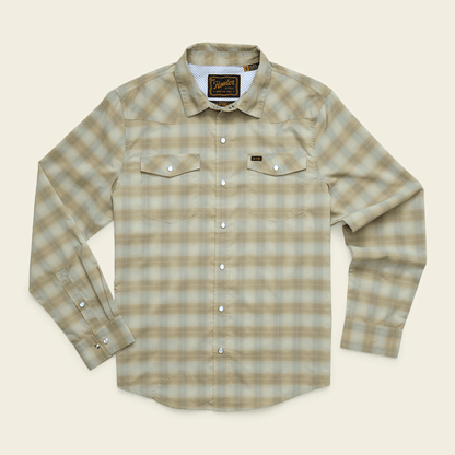 Howler Brothers H Bar B Tech Longsleeve Howler Brothers Kent Plaid : Fog Green / XL Men's Long Sleeve Button Down Shirts Rivers and Glen Trading Co