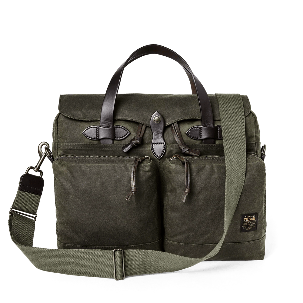 Filson 24 Hour Tin Cloth Briefcase Filson Otter Green Luggage Rivers and Glen Trading Co