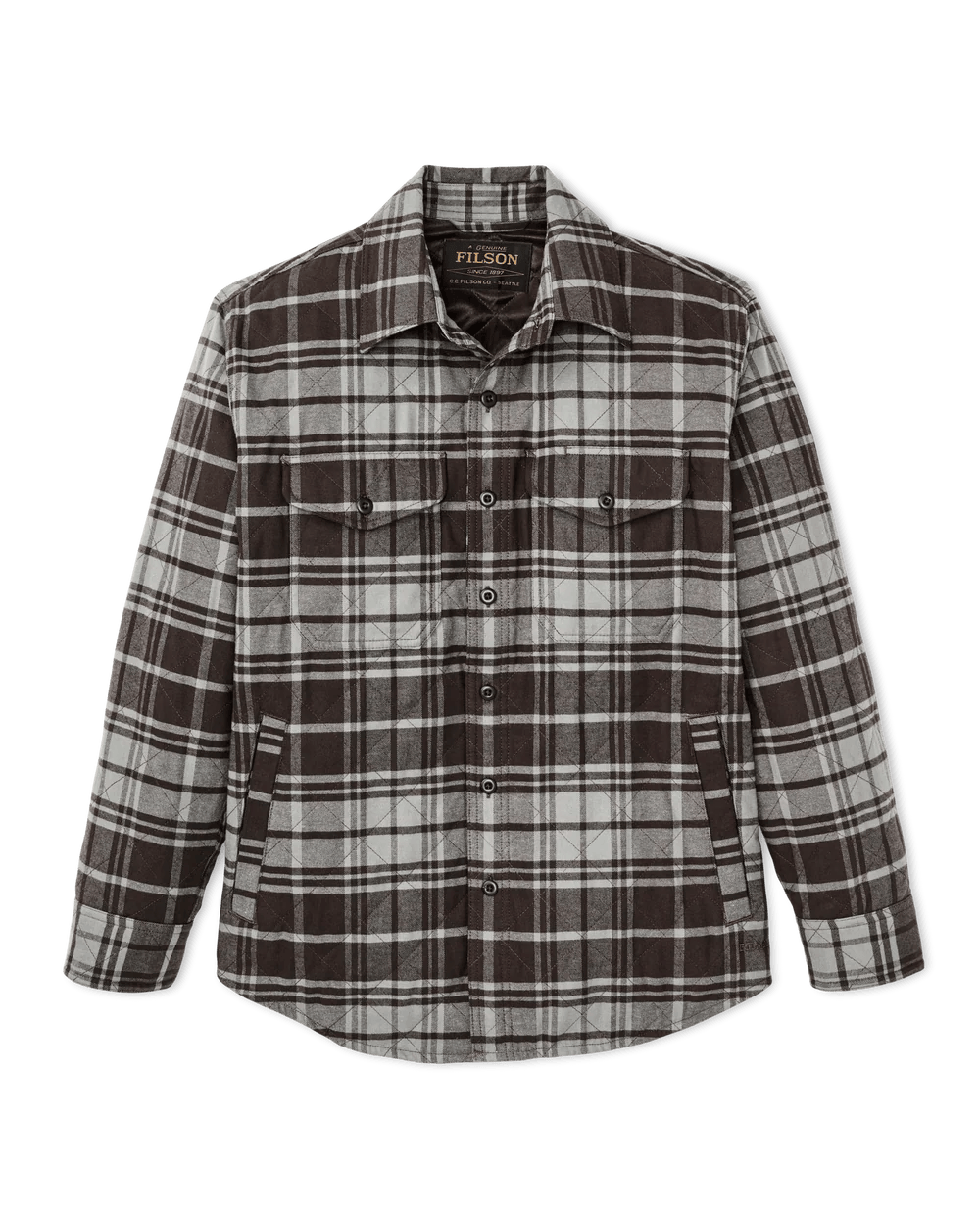 Filson Insulated Flannel Jac-Shirt Filson Brown/Gray Plaid / XL Men's Long Sleeve Button Down Shirts Rivers and Glen Trading Co