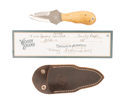 Woody Handmade Cutlery "King Jeremy" Oyster Shucker Woody Handmade Cutlery Curly Maple (9) Knives Rivers and Glen Trading Co