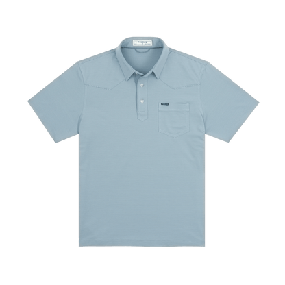Poncho The Wide Open Poncho Blue And Washed Blue Stripe / L Men's Polo Rivers and Glen Trading Co