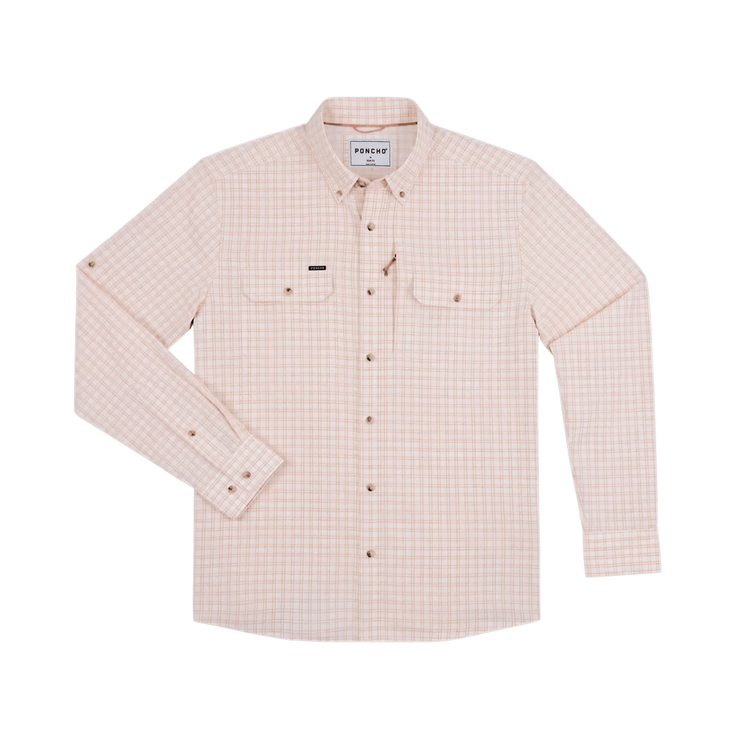 Poncho The Roux Poncho Red and Cream Plaid / L Men's Long Sleeve Button Down Shirts Rivers and Glen Trading Co