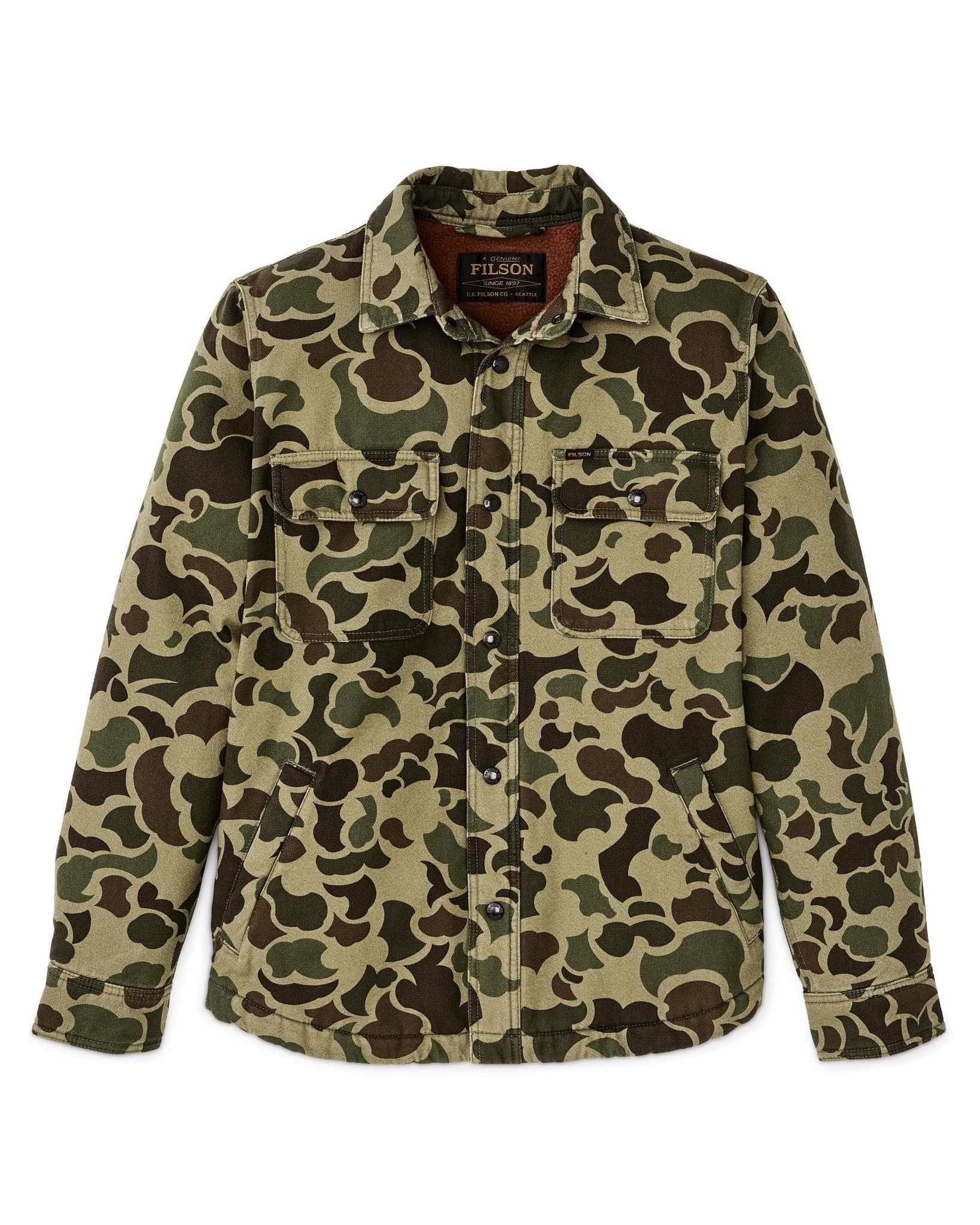 Filson Fleece Lined Jac-Shirt Filson Tundra Shrub Camo / XXL Men's Long Sleeve Button Down Shirts Rivers and Glen Trading Co