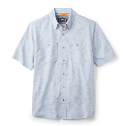 Orvis Tech Chambray Short-Sleeved Workshirt Orvis Blue Fog Saltwater Fish Print / M Men's Short Sleeve Button Down Shirts Rivers and Glen Trading Co
