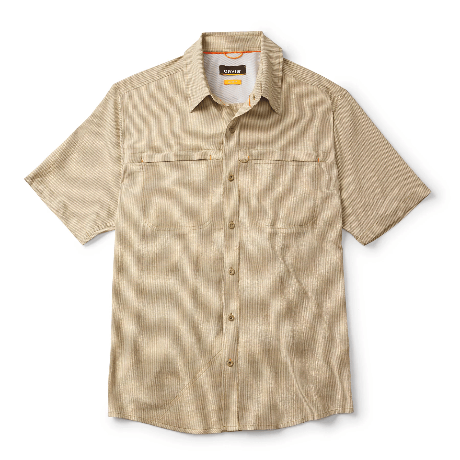 Orvis Men's Short-Sleeved Open Air Caster Orvis Khaki/Snow / XL Men's Short Sleeve Button Down Shirts Rivers and Glen Trading Co