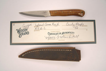 Woody Handmade Cutlery Upland Game Knife Woody Handmade Cutlery Curly Maple (2) Knives Rivers and Glen Trading Co