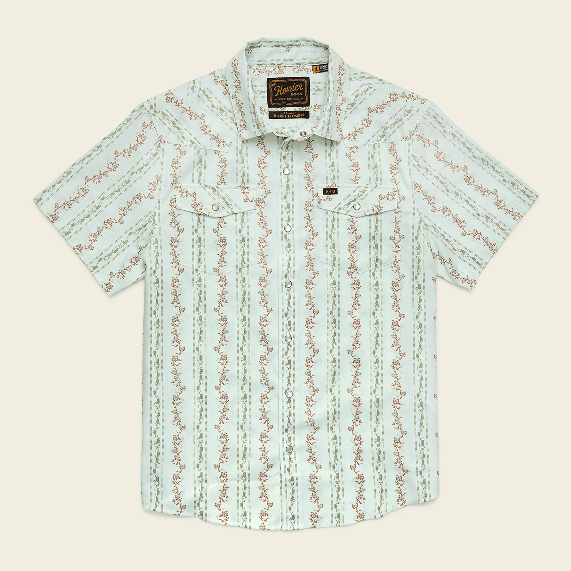 Howler Brothers H Bar B Snapshirt Howler Brothers Hibiscus Ribbons : Mint / L Men's Short Sleeve Button Down Shirts Rivers and Glen Trading Co