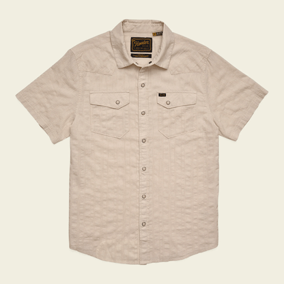 Howler Brothers H Bar B Snapshirt Howler Brothers Eyelet Stripe : Off White / XL Men's Short Sleeve Button Down Shirts Rivers and Glen Trading Co