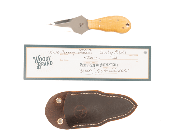 Woody Handmade Cutlery "King Jeremy" Oyster Shucker Woody Handmade Cutlery Curly Maple (15) Knives Rivers and Glen Trading Co