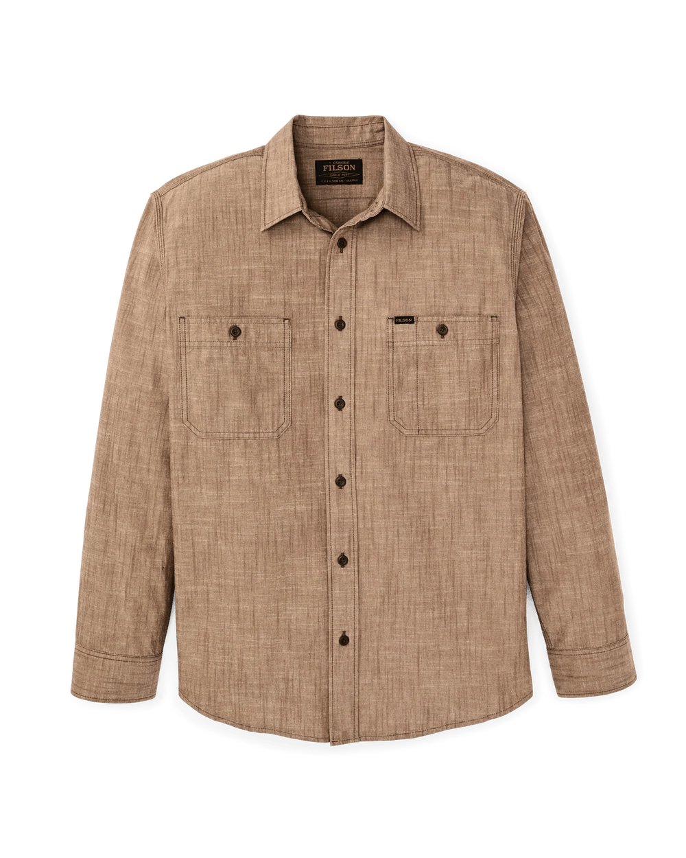 Filson Chambray CPO Shirt Filson Dark Tan / XL Men's Long Sleeve Button Down Shirts Rivers and Glen Trading Co