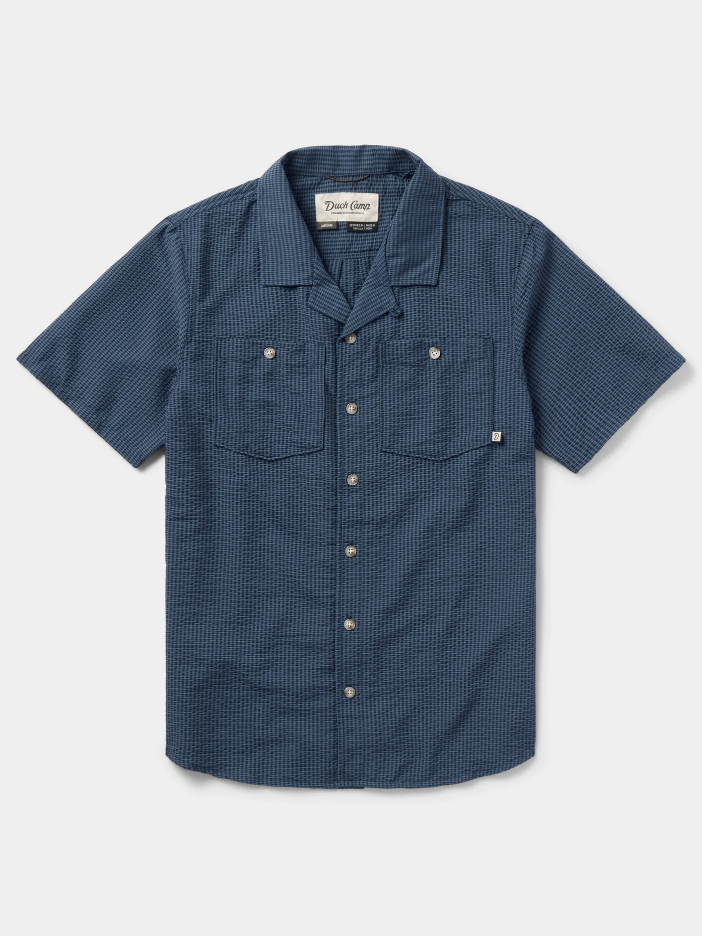 Duck Camp Men's Coastal Seersucker Shirt Short Sleeve Duck Camp Navy Blue / XL Men's Short Sleeve Button Down Shirts Rivers and Glen Trading Co