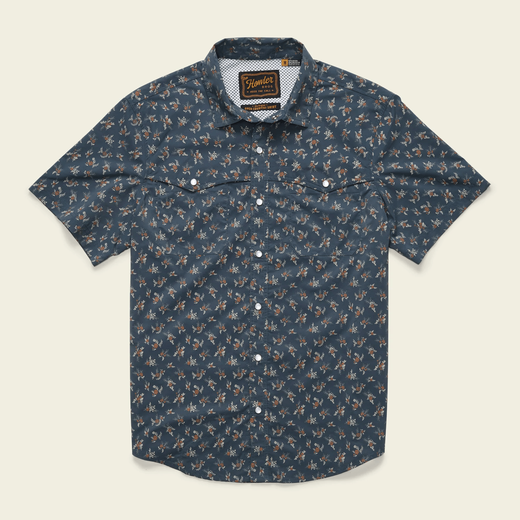 Howler Brothers Open Country Tech Shirt Howler Brothers Rancher Floral : Dark Slate / L Men's Short Sleeve Button Down Shirts Rivers and Glen Trading Co