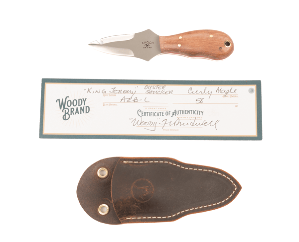 Woody Handmade Cutlery "King Jeremy" Oyster Shucker Woody Handmade Cutlery Curly Maple (13) Knives Rivers and Glen Trading Co