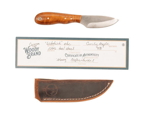 Woody Handmade Cutlery 7" Sidekick EDC Woody Handmade Cutlery Curly Maple (1) Knives Rivers and Glen Trading Co