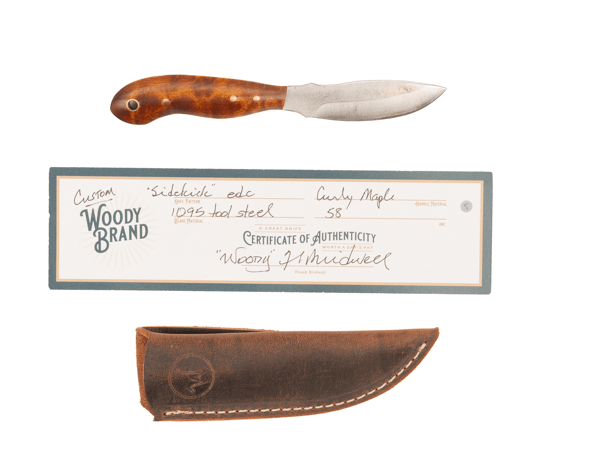 Woody Handmade Cutlery 7" Sidekick EDC Woody Handmade Cutlery Curly Maple (5) Knives Rivers and Glen Trading Co